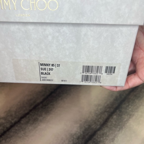 { Jimmy Choo } Minny 85 mm Black Suede Sandals Heels - Picture 9 of 12